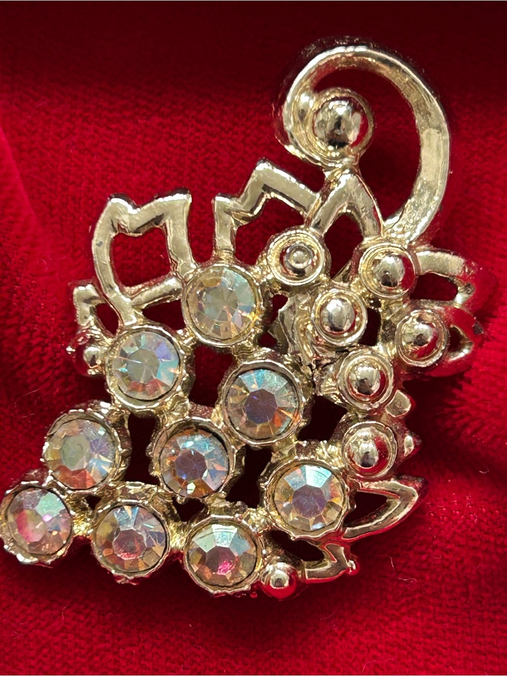 Aurora Borealis Crystal Cluster Brooch